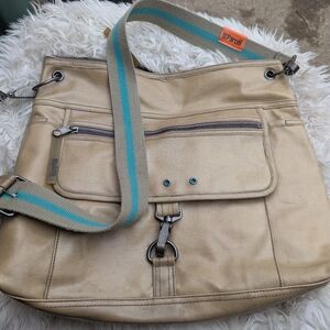Parcel Vintage Canvas Coated Messenger Bag Beige